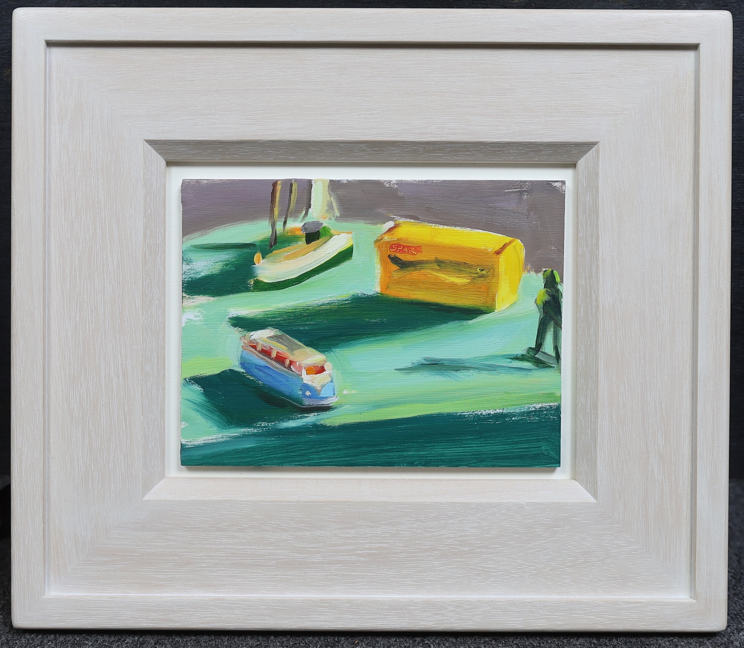 Liam Spencer (British, b.1964), Still life with sardines, oil on board, 15 x 20cm